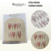 Nailbox h?ng pastel tr?ng ?ính trái tim DC160 - Rosslyn