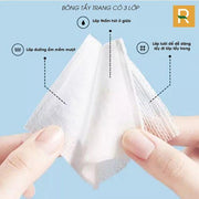 S? L?p C?a Bông T?y Trang Cao C?p 3 L?p 100% Cotton Túi 220 Mi?ng M?m M?n