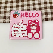?nh G??ng Trang ?i?m Mini G?p G?n H?a Ti?t G?u Dâu Hình Vuông Cute 1
